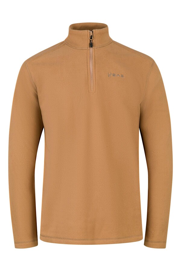 2AS Cedric Erkek Yarım Fermuarlı İnce Polar Sweatshirt Camel - 2AS