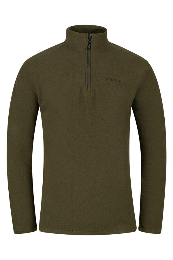 2AS Cedric Erkek Yarım Fermuarlı İnce Polar Sweatshirt Haki - 2AS