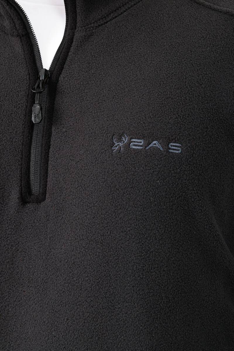 2AS Cedric Erkek Yarım Fermuarlı İnce Polar Sweatshirt Siyah - 6