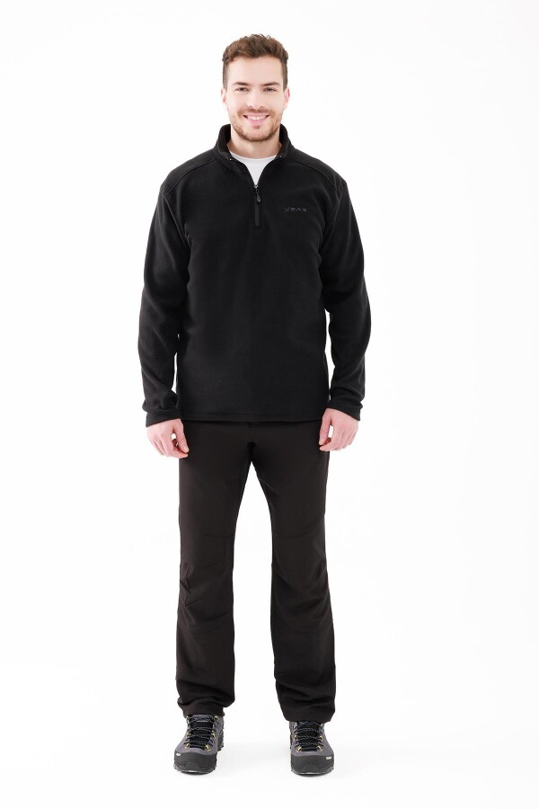2AS Cedric Erkek Yarım Fermuarlı İnce Polar Sweatshirt Siyah - 2AS