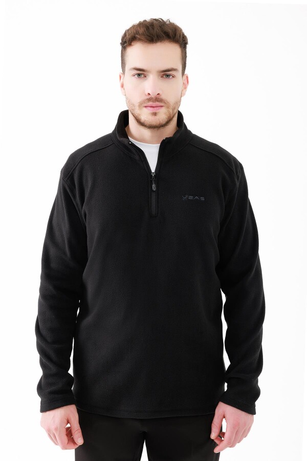 2AS Cedric Erkek Yarım Fermuarlı İnce Polar Sweatshirt Siyah - 2AS (1)