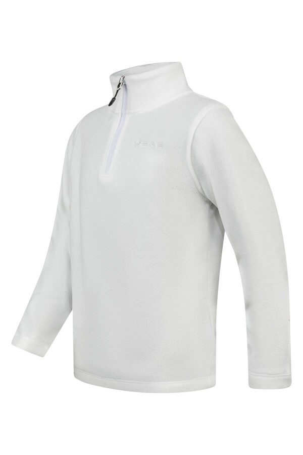 2AS Clara Çocuk Yarım Fermuarlı İnce Polar Sweatshirt Beyaz - 2AS (1)
