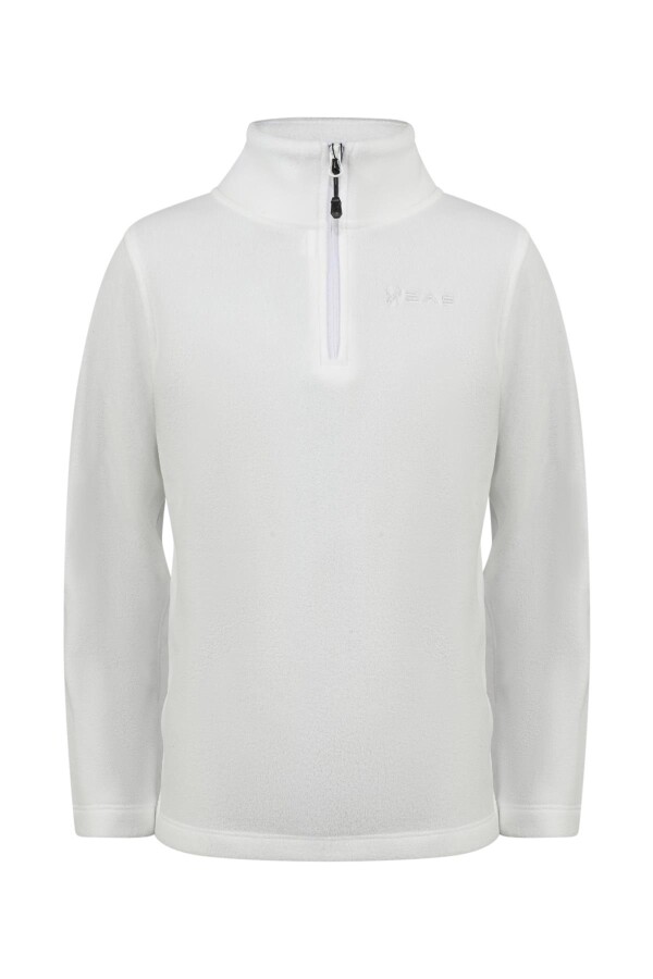 2AS Clara Çocuk Yarım Fermuarlı İnce Polar Sweatshirt Beyaz - 2AS