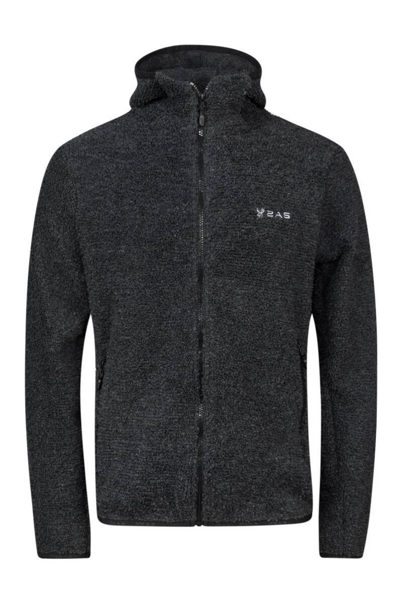 2AS Edgar Erkek Kapşonlu Havlu Merino Sweatshirt Siyah - 1