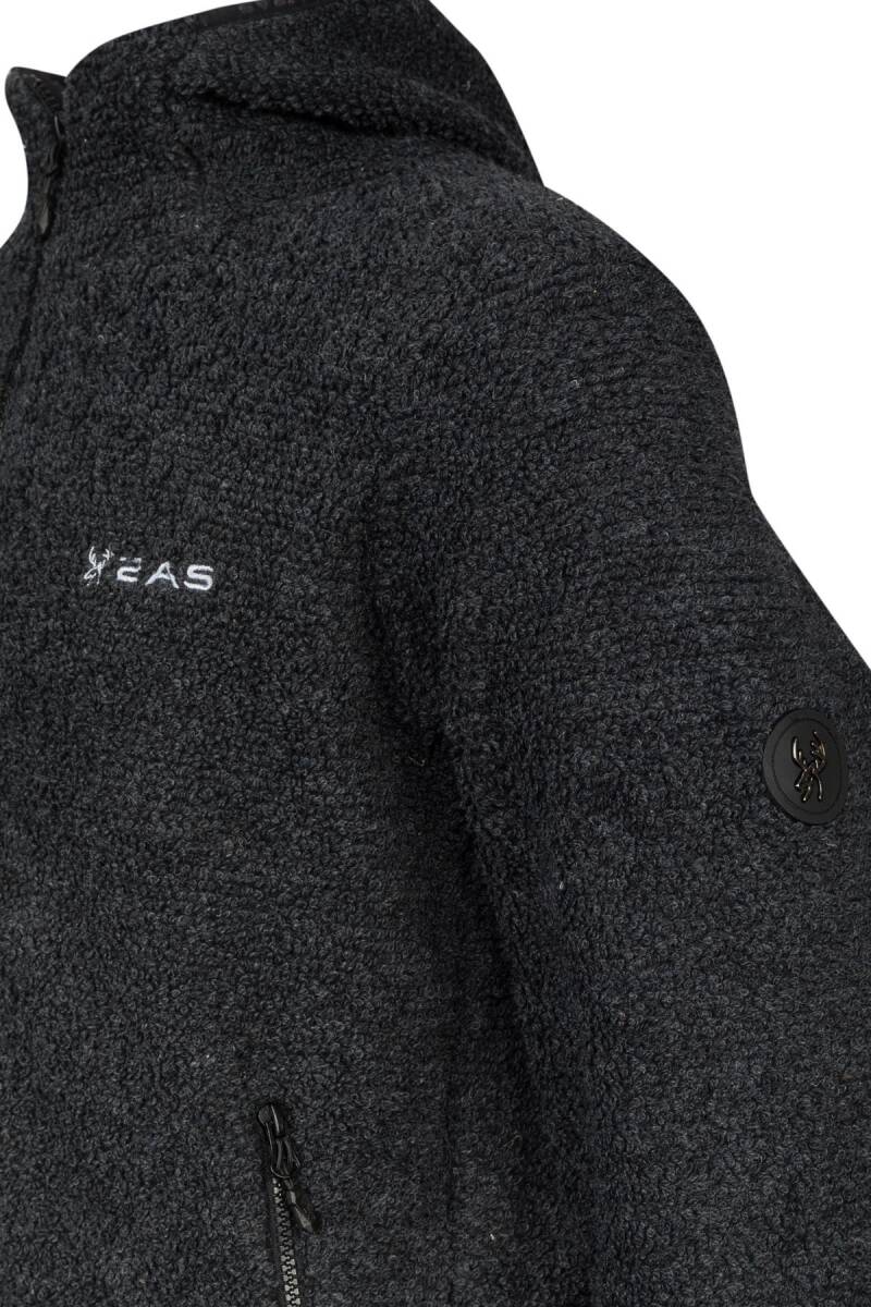 2AS Edgar Erkek Kapşonlu Havlu Merino Sweatshirt Siyah - 3