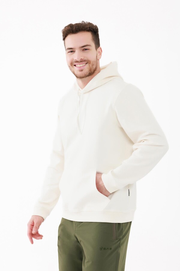 2AS Oliver Erkek Kapüşonlu Sıfır Yaka Sweatshirt Beyaz - 2AS (1)