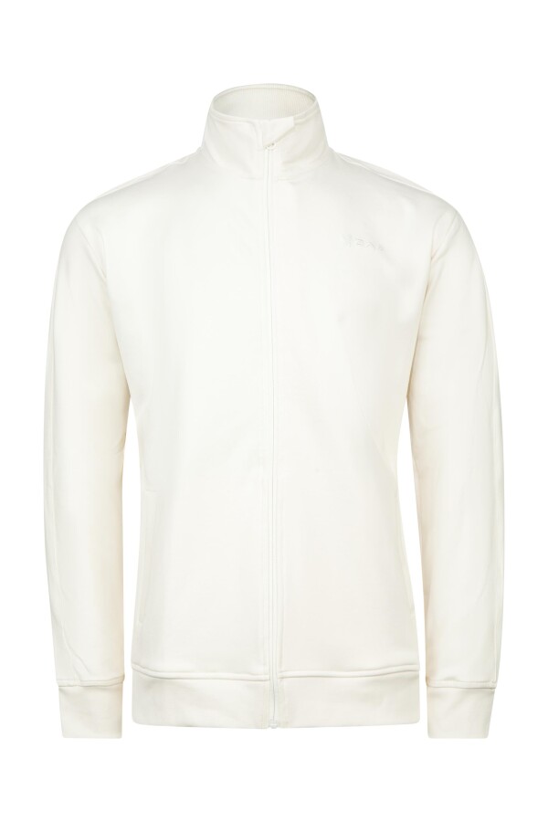 2AS Oreste Erkek İnterlok Tam Fermuarlı Sweatshirt Beyaz - 2AS