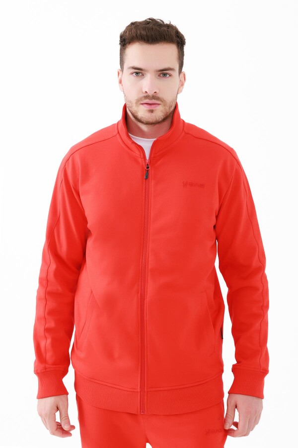 2AS Oreste Erkek İnterlok Tam Fermuarlı Sweatshirt Kırmızı - 2AS