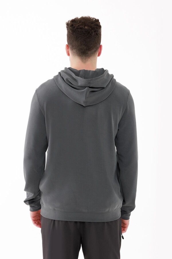 2AS Ozwet Kapşonlu Sıfır Yaka Sweatshirt Antrasit - 2AS (1)