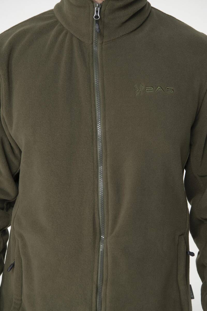 2AS Pamra Tam Fermuarlı Erkek Polar Sweatshirt Haki - 2