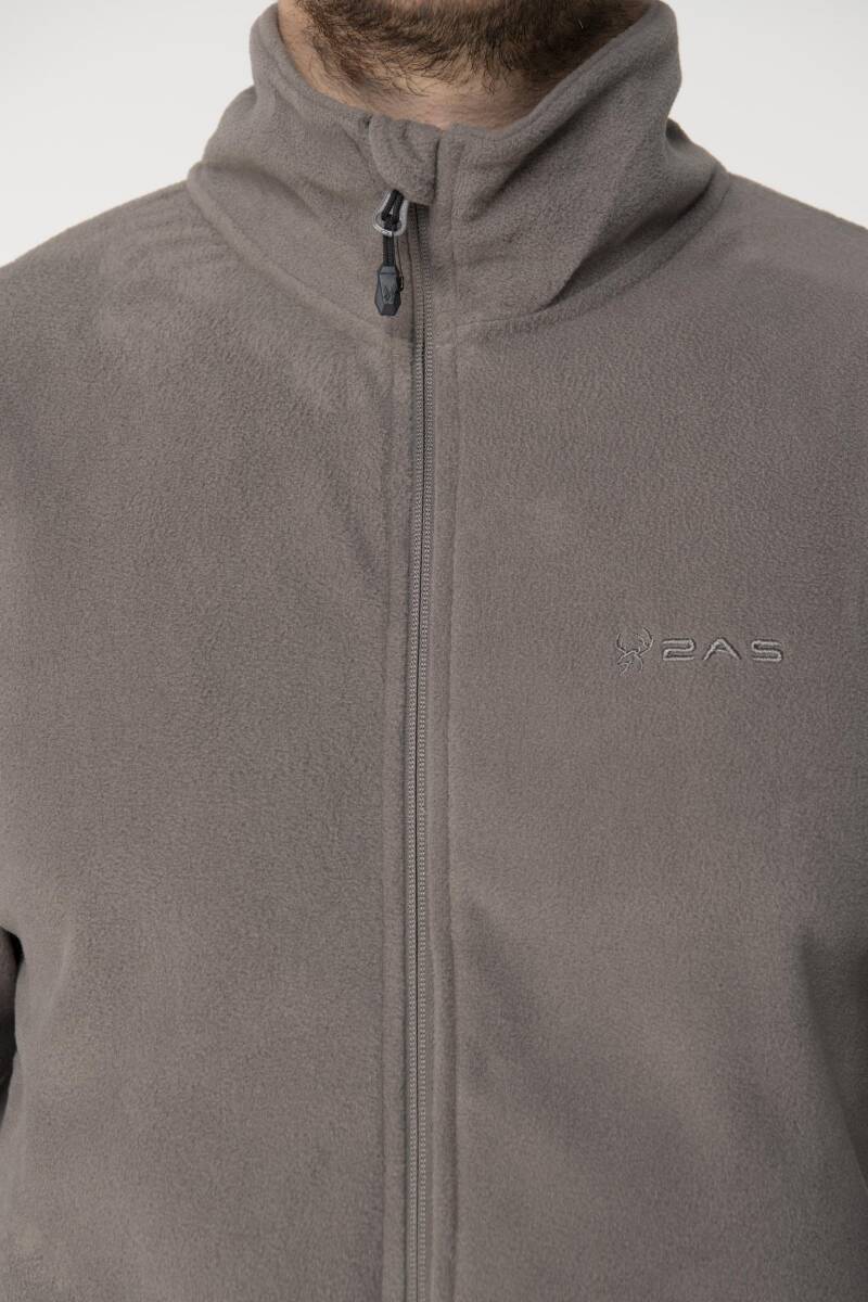 2AS Pamra Tam Fermuarlı Erkek Polar Sweatshirt Açık Füme - 2