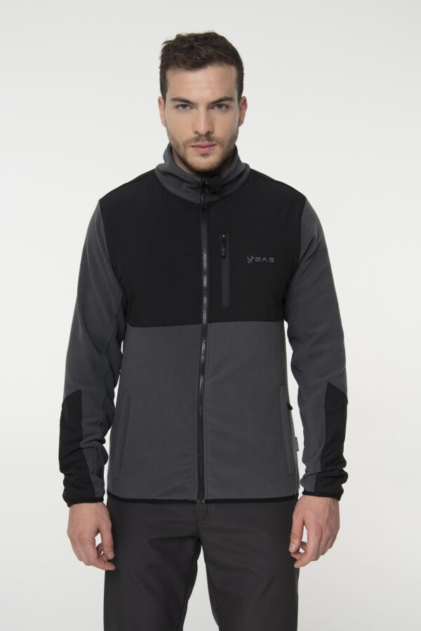 2AS Pana Tam Fermuarlı Parçalı Erkek Polar Sweatshirt 