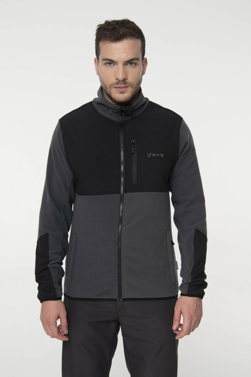 2AS Pana Tam Fermuarlı Parçalı Erkek Polar Sweatshirt - 1