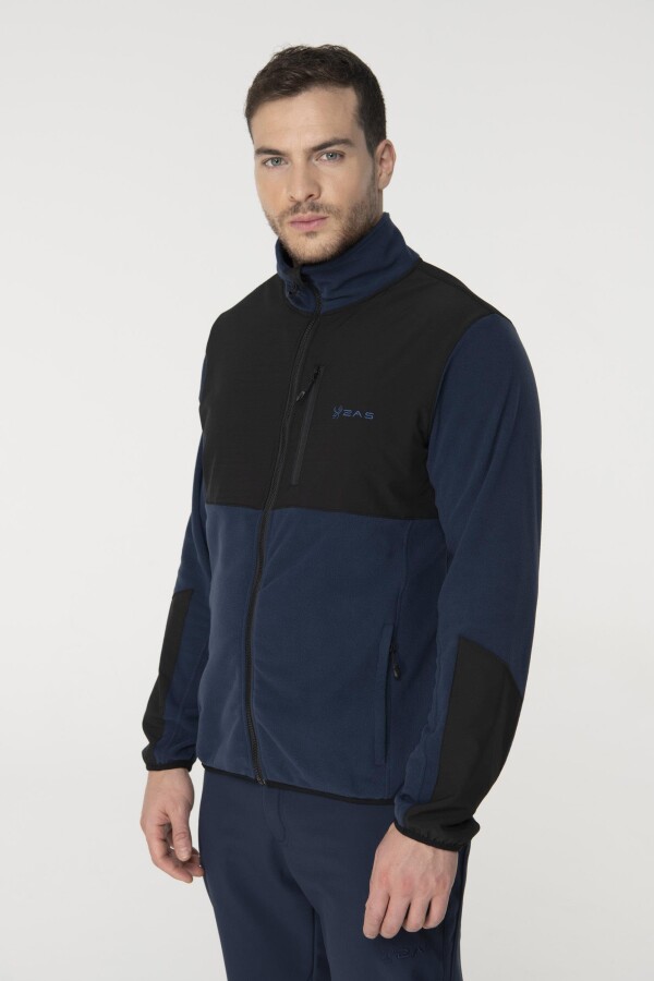 2AS Pana Tam Fermuarlı Parçalı Erkek Polar Sweatshirt 