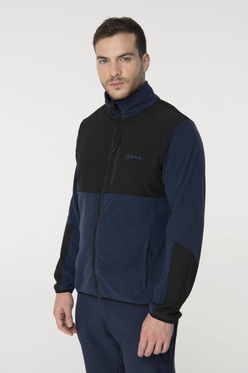 2AS Pana Tam Fermuarlı Parçalı Erkek Polar Sweatshirt - 1