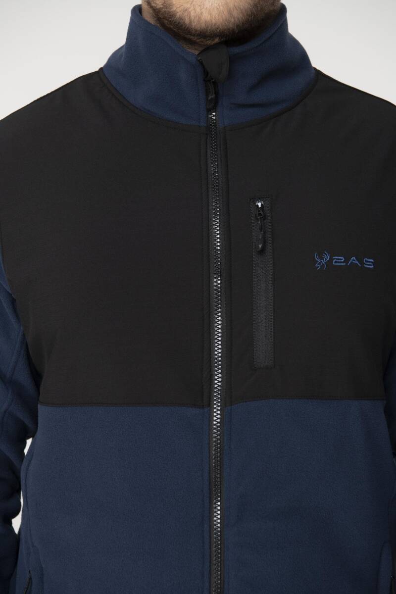 2AS Pana Tam Fermuarlı Parçalı Erkek Polar Sweatshirt - 2