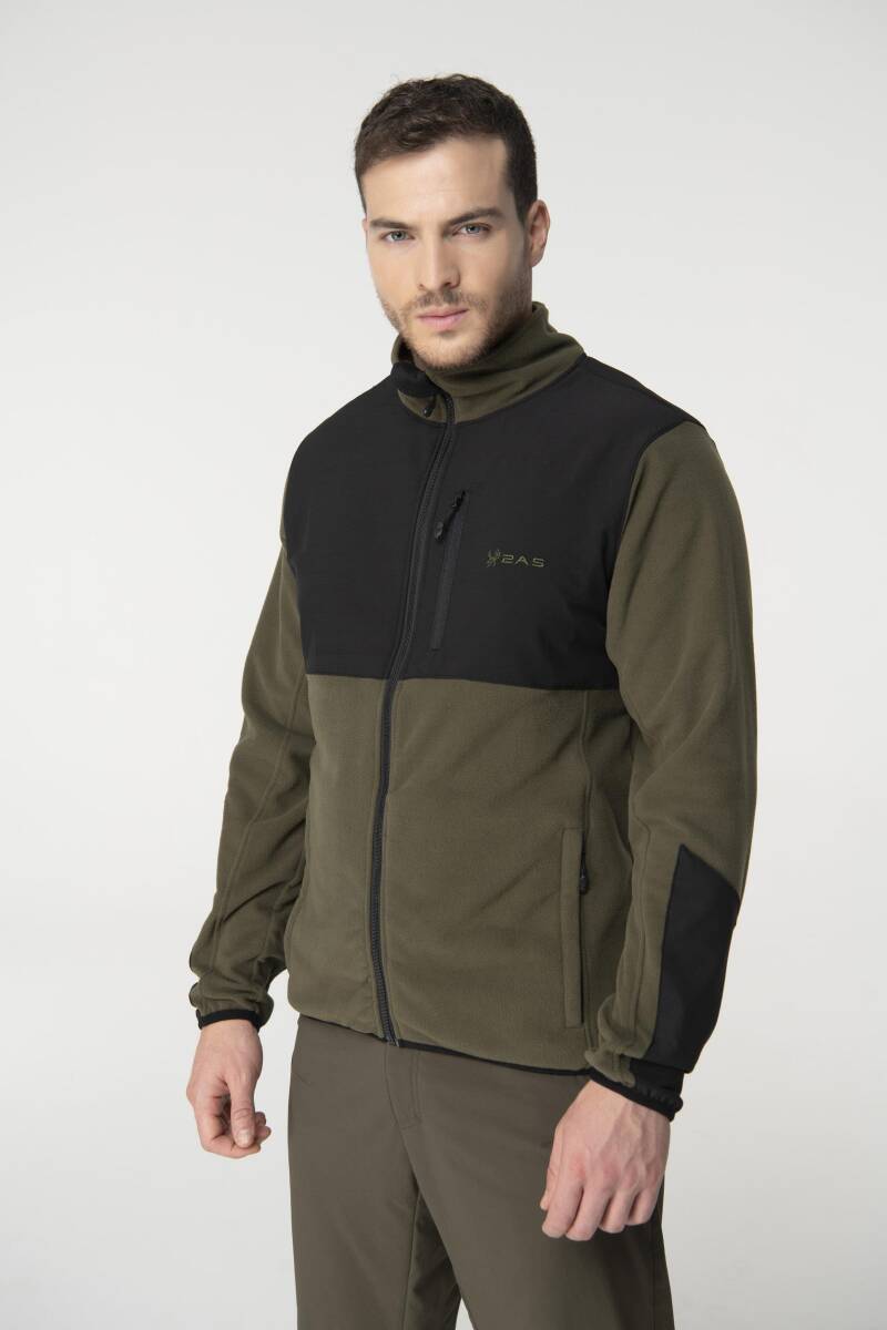 2AS Pana Tam Fermuarlı Parçalı Erkek Polar Sweatshirt - 1
