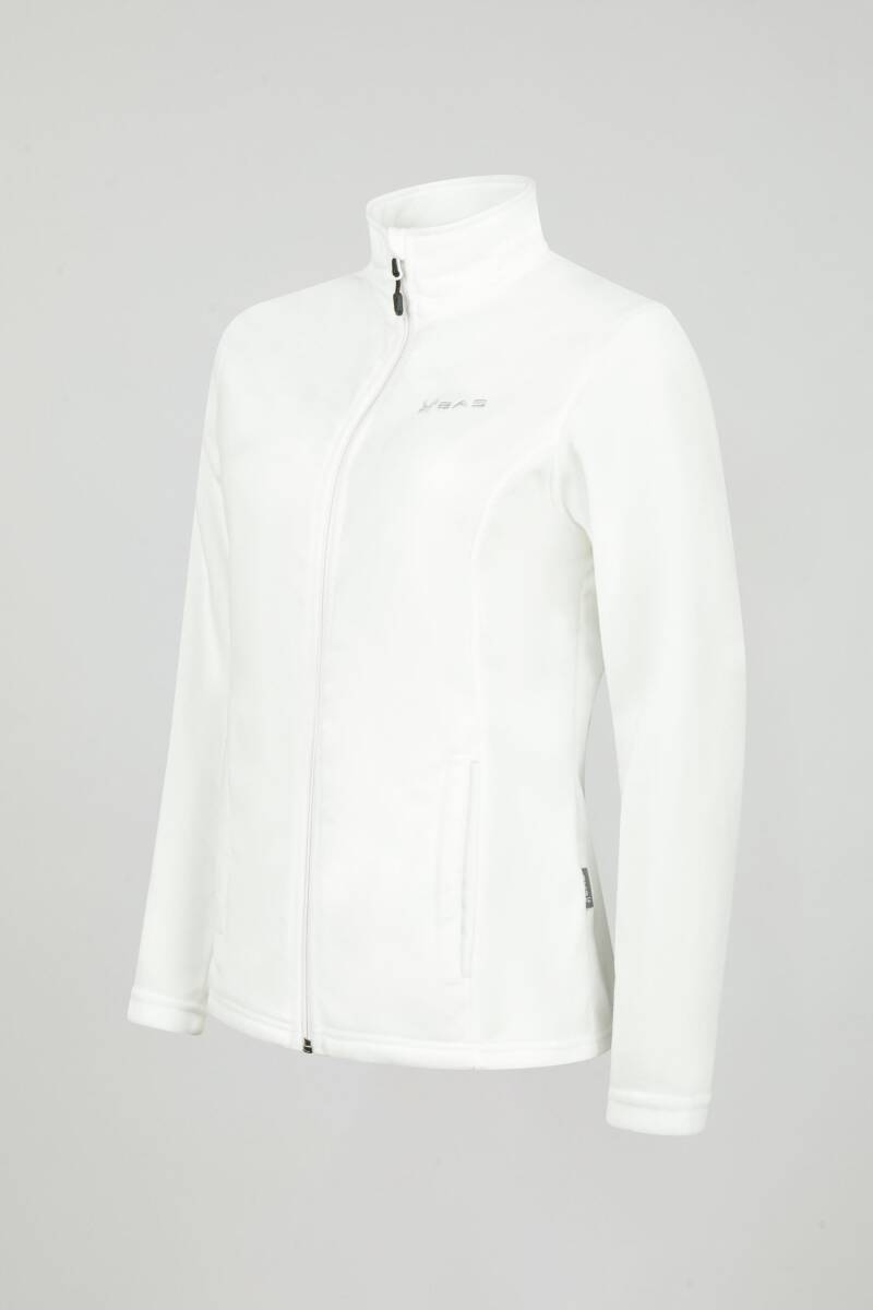 2AS Peridot Tam Fermuarlı Kadın Polar Sweatshirt Beyaz - 2