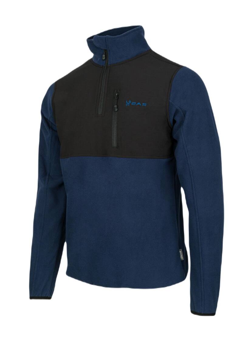 2AS Petan Yarım Fermuarlı Parçalı Erkek Polar Sweatshirt Lacivert / Siyah - 2