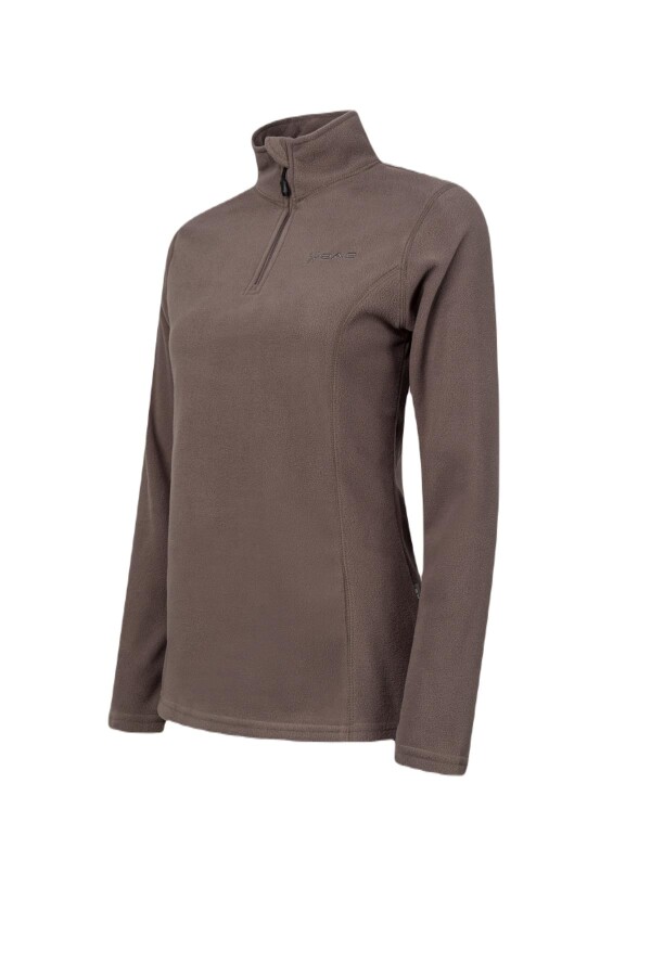 2AS Pinna Yarım Fermuarlı Kadın Polar Sweatshirt Açık Füme - 2AS (1)