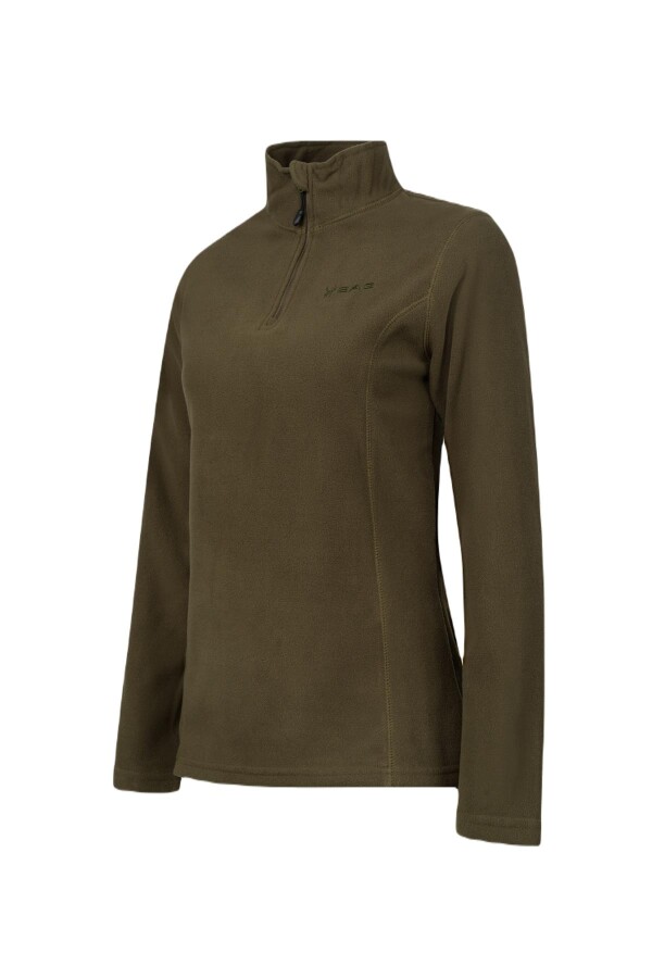 2AS Pinna Yarım Fermuarlı Kadın Polar Sweatshirt Haki - 2AS (1)