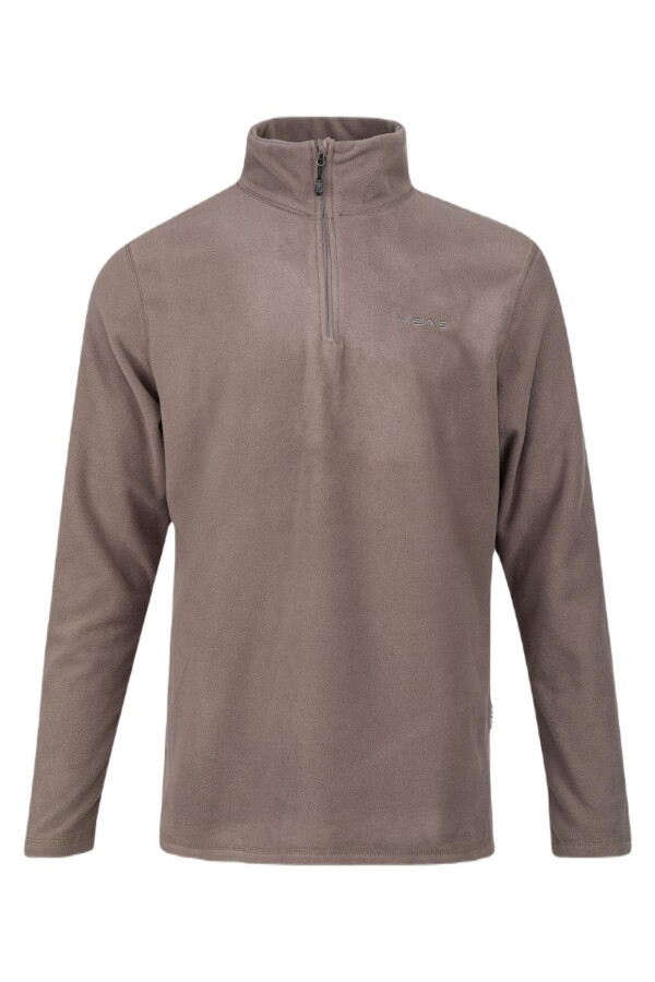 2AS Purna Yarım Fermuarlı Erkek Polar Sweatshirt Açık Füme 