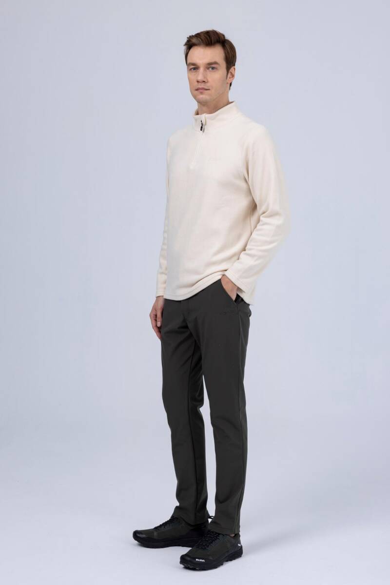 2AS Purna Yarım Fermuarlı Erkek Polar Sweatshirt Krem - 1