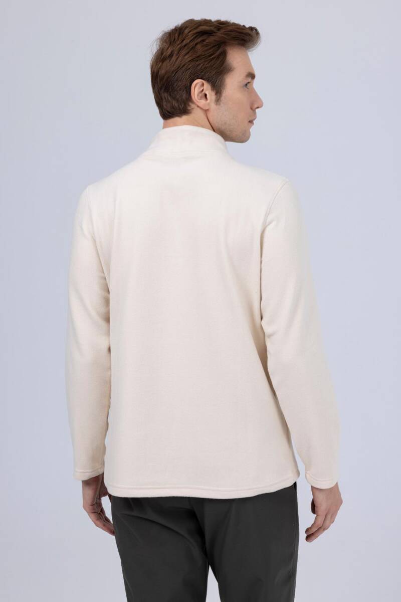 2AS Purna Yarım Fermuarlı Erkek Polar Sweatshirt Krem - 3