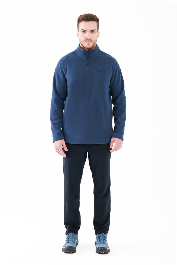 2AS Purna Yarım Fermuarlı Erkek Polar Sweatshirt Lacivert 