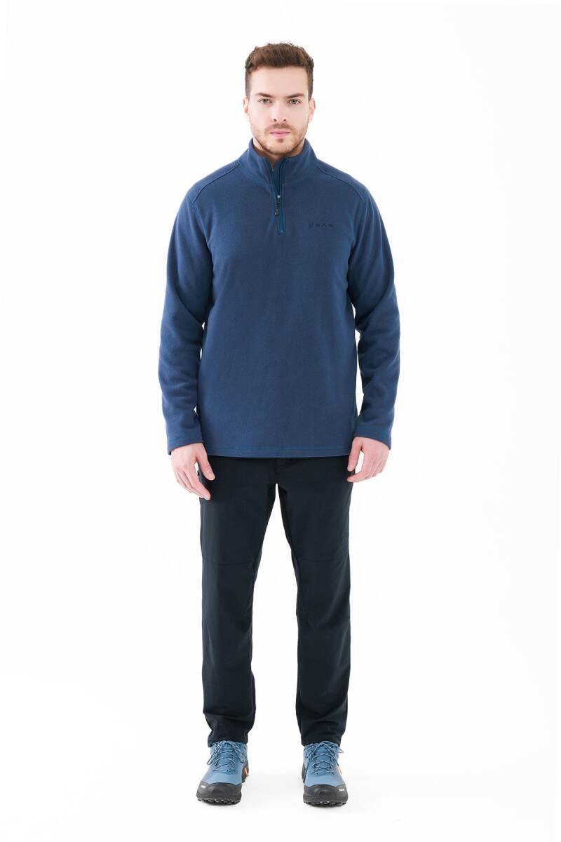 2AS Purna Yarım Fermuarlı Erkek Polar Sweatshirt Lacivert - 1