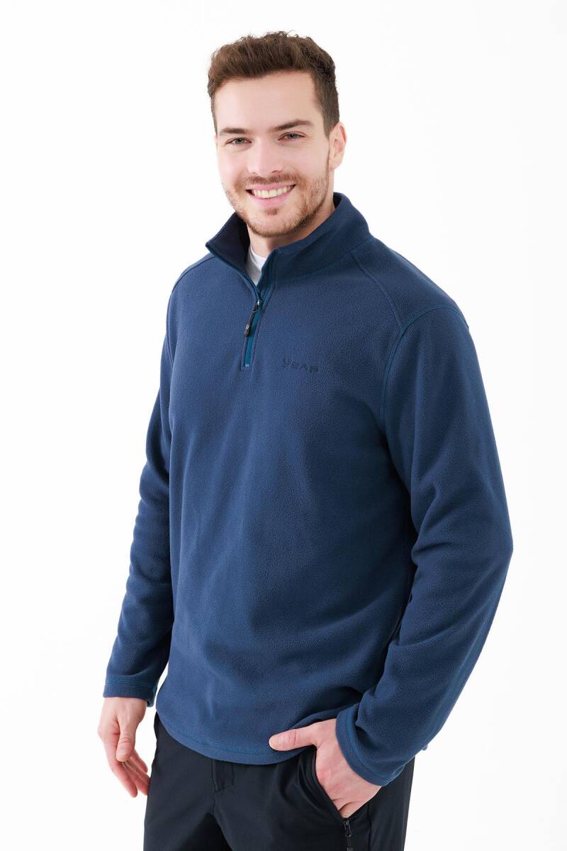 2AS Purna Yarım Fermuarlı Erkek Polar Sweatshirt Lacivert - 4