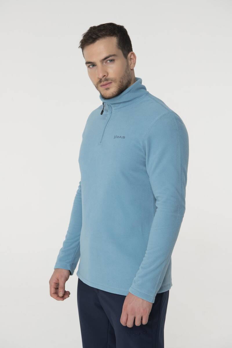 2AS Purna Yarım Fermuarlı Erkek Polar Sweatshirt Mavi - 1