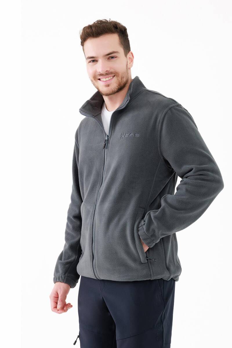 2AS Saka Tam fermuarlı Erkek Polar Sweatshirt Antrasit - 1
