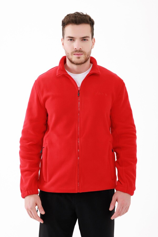 2AS Saka Tam fermuarlı Erkek Polar Sweatshirt Kırmızı - 2AS