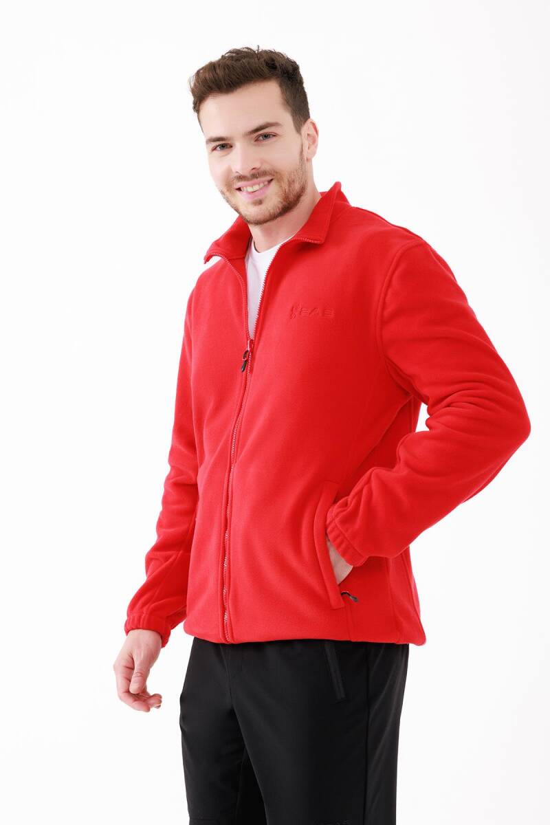 2AS Saka Tam fermuarlı Erkek Polar Sweatshirt Kırmızı - 3