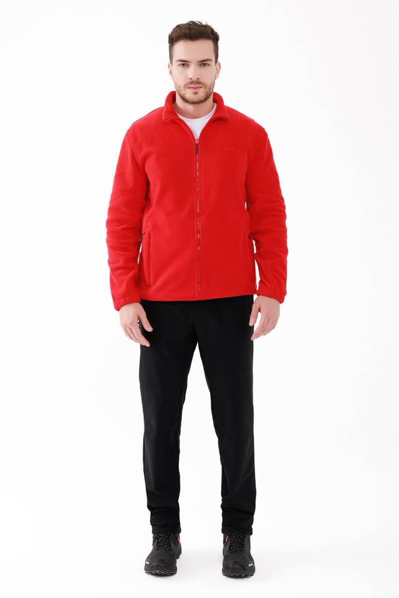 2AS Saka Tam fermuarlı Erkek Polar Sweatshirt Kırmızı - 4