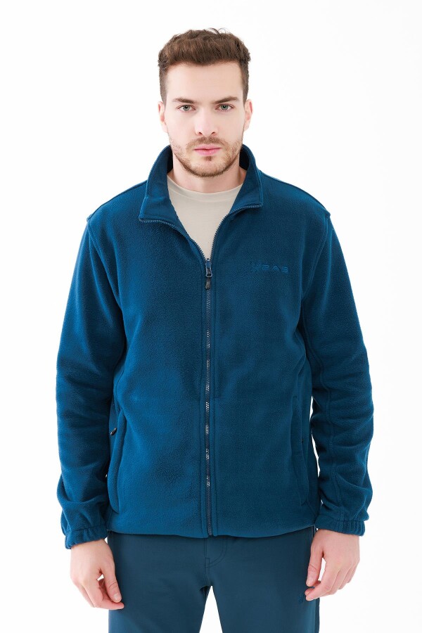 2AS Saka Tam Fermuarlı Erkek Polar Sweatshirt Lacivert - 2AS