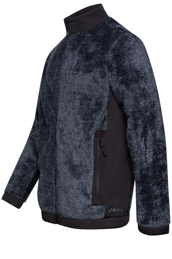 2as San Diago Erkek Tam Fermuarlı Çizgili Polar Siyah - 2AS (1)