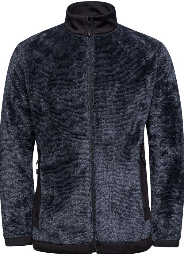 2as San Diago Erkek Tam Fermuarlı Çizgili Polar Siyah - 2AS