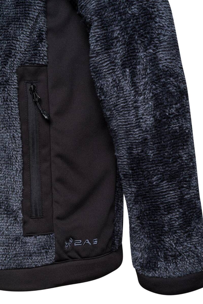 2as San Diago Erkek Tam Fermuarlı Çizgili Polar Siyah - 3