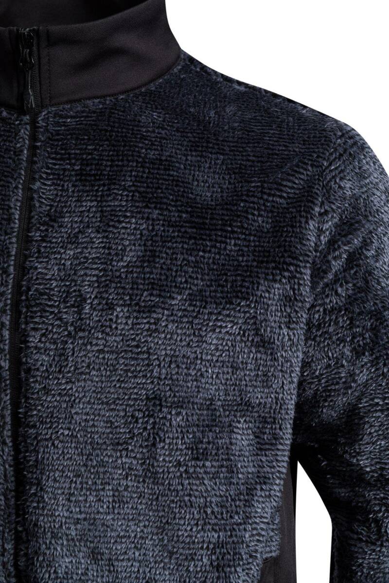 2as San Diago Erkek Tam Fermuarlı Çizgili Polar Siyah - 4