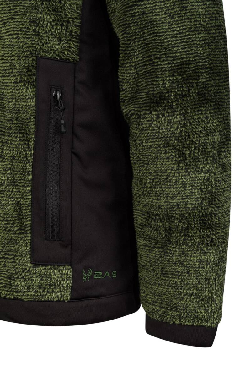 2as San Diago Erkek Tam Fermuarlı Çizgili Polar Yeşil - 4