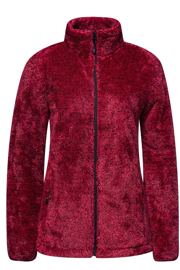 2AS Sofia Kadın Tam Fermuarlı Çizgili Polar Kırmızı - 2AS (1)