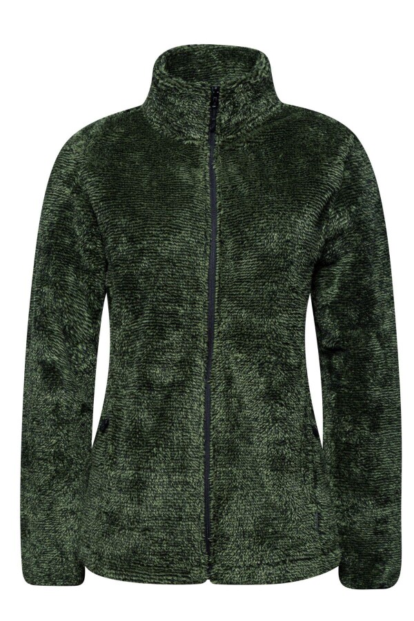 2AS Sofia Kadın Tam Fermuarlı Çizgili Polar Yeşil - 2AS