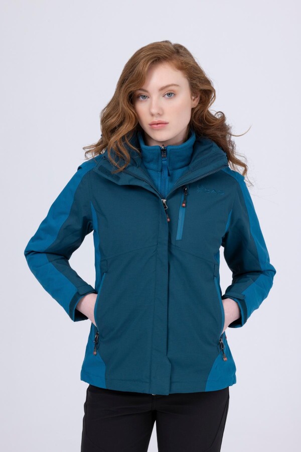 2AS Sparkle Kadın 3 İn 1 Ceket Mont Petrol - 2AS (1)