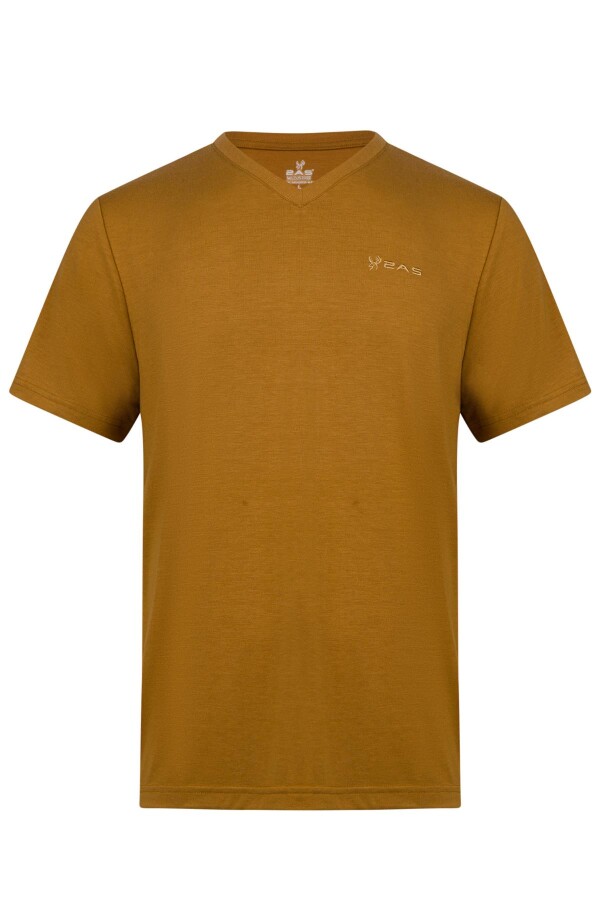 2AS Victor Erkek Viloft V Yaka T-Shirt Açık Kahverengi - 2AS