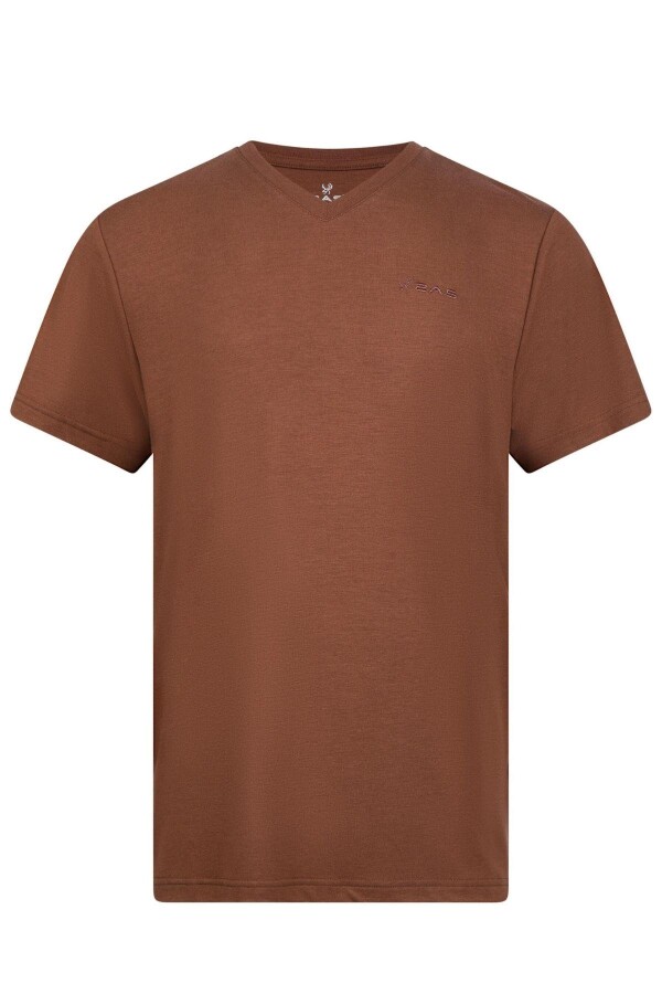2AS Victor Erkek Viloft V Yaka T-Shirt Kahverengi - 2AS