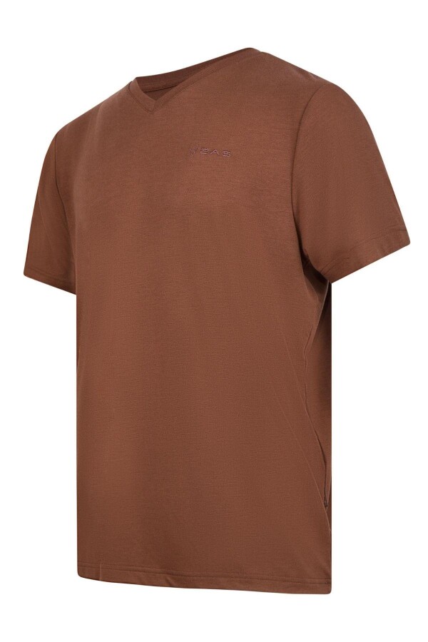 2AS Victor Erkek Viloft V Yaka T-Shirt Kahverengi - 2AS (1)