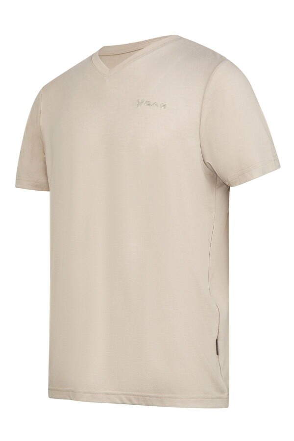 2AS Victor Erkek Viloft V Yaka T-Shirt Bej - 2AS (1)