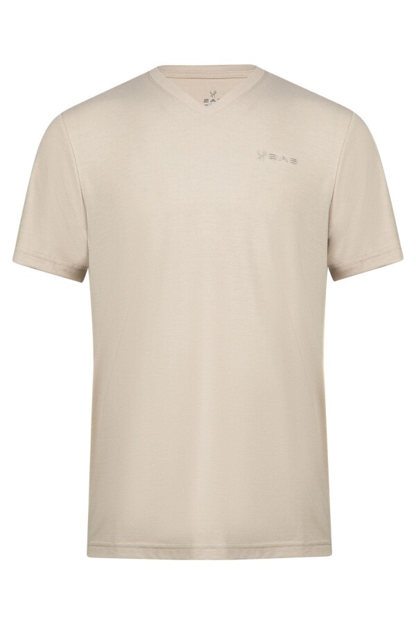 2AS Victor Erkek Viloft V Yaka T-Shirt Bej - 2AS